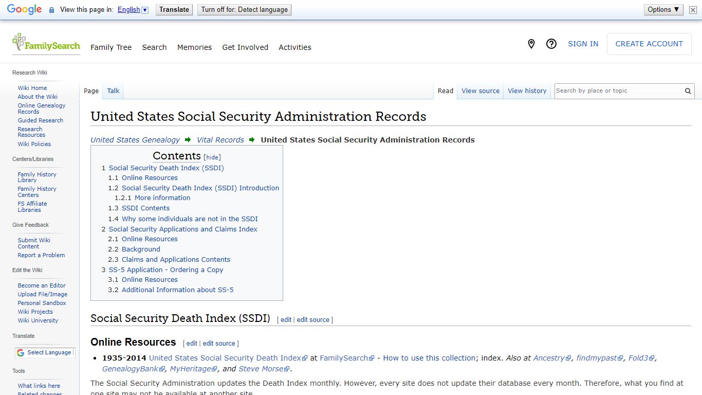 United States Social Security Administration Records